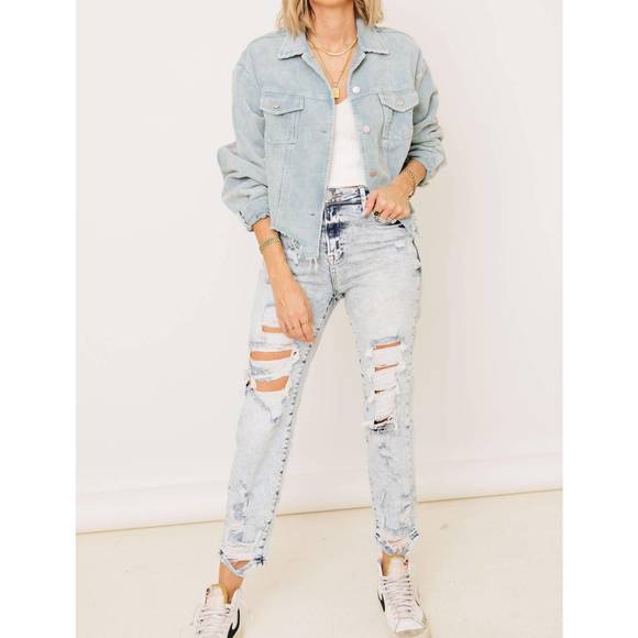 BiBi USA Vintage Black Charcoal Washed Corduroy Jacket